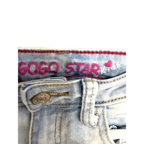 GoGo Star Kids Girls Distressed Raw Hem Jeans Light Wash Size 10 - Picture 2 of 9